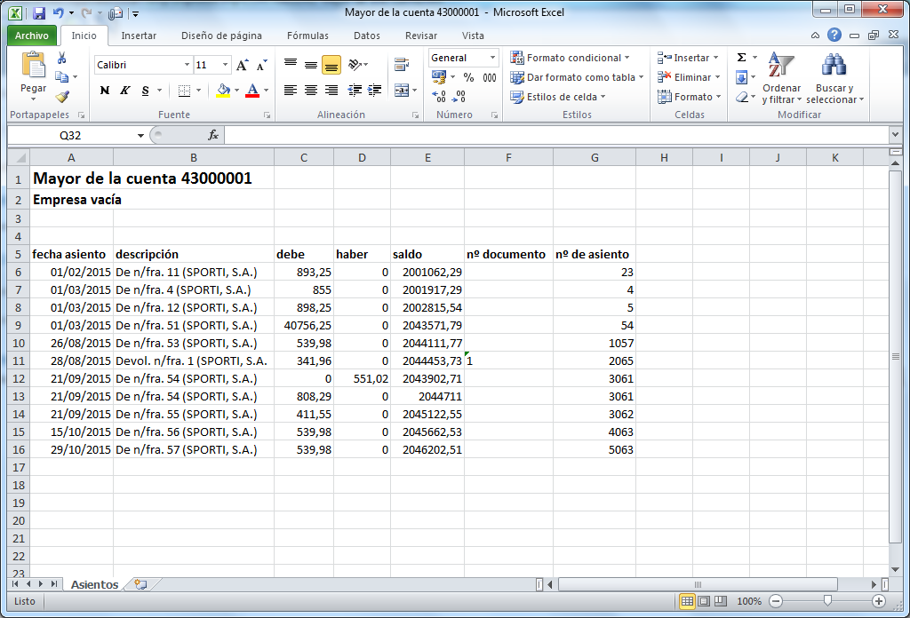 Mayor de una cuenta en MS Excel